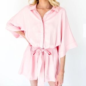 SOLID BUTTON DOWN COLLARED ROMPER